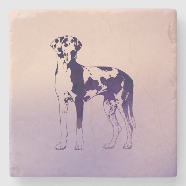 Harlequin Great Dane Stone Coaster (Front)