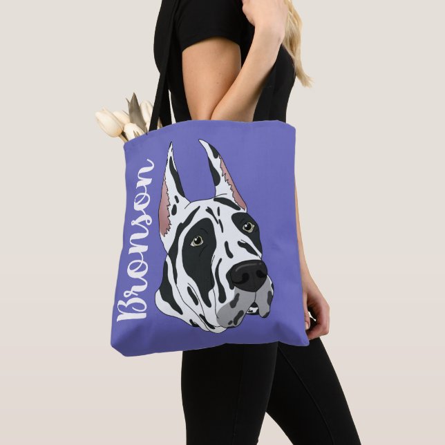 Harlequin Great Dane Tote Bag (Close Up)