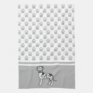 Harlequin Great Dane With Grey Paws Pattern Tea Towel