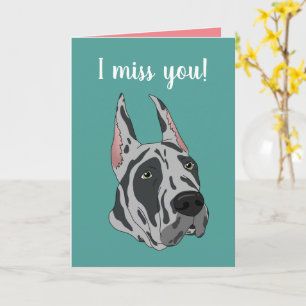 Harlequin Grey Great Dane Missing You Card
