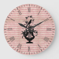 Harlequin Harp Bird Silhouette Wall Clock