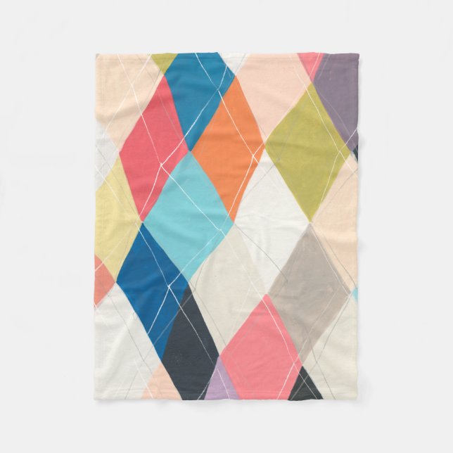 Harlequin Hopscotch - Argyle Pattern Fleece Blanket (Front)