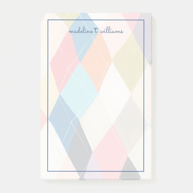 Harlequin Hopscotch - Argyle Pattern Post-it Notes (Front)