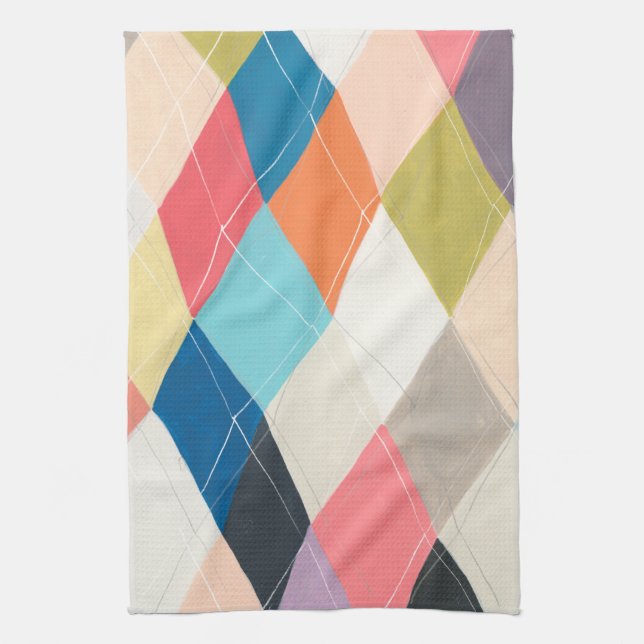 Harlequin Hopscotch - Argyle Pattern Tea Towel (Vertical)