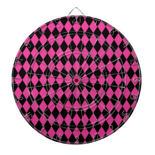 Harlequin Hot Pink and Black Dartboard