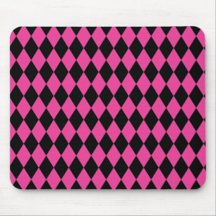 Harlequin Hot Pink and Black Mouse Pad