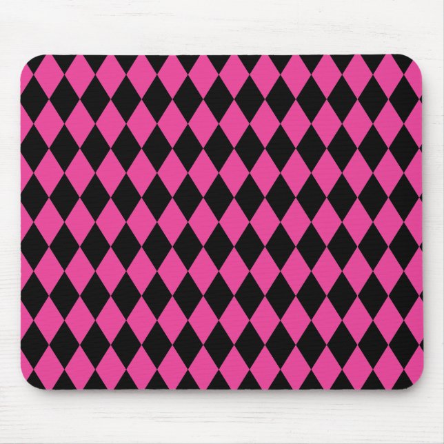 Harlequin Hot Pink and Black Mouse Pad (Front)