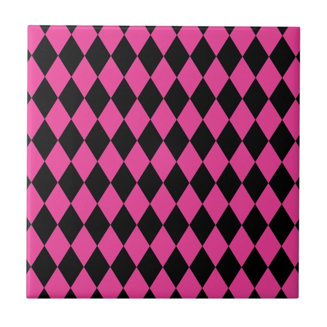 Harlequin Hot Pink and Black Tile (Front)