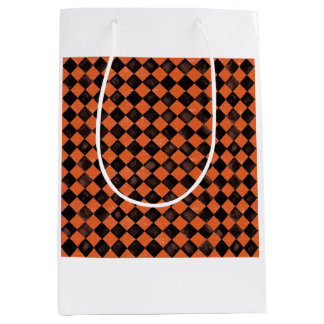 Harlequin in black and orange tile medium gift bag