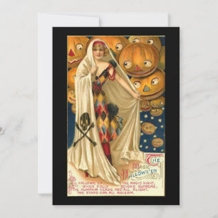 Harlequin Lady Flat Halloween Card
