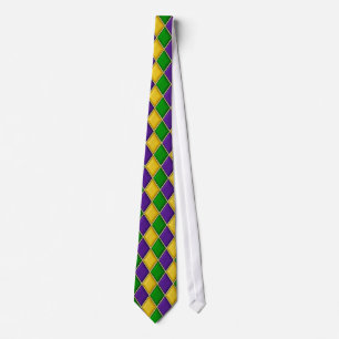 Harlequin Mardi Gras Pattern Tie
