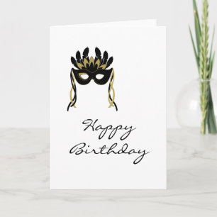 Harlequin Mask Happy Birthday Card