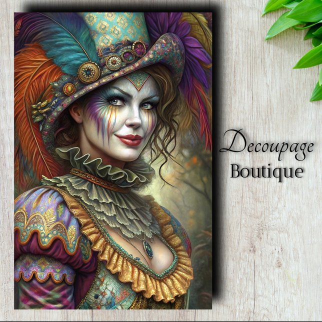 Harlequin Masquerade Clown Decoupage Tissue Paper (Harlequin Masquerade Clown Decoupage Tissue Paper)