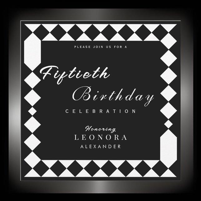 Harlequin Pattern Adult ANY Birthday Party Invitation (Creator Uploaded)