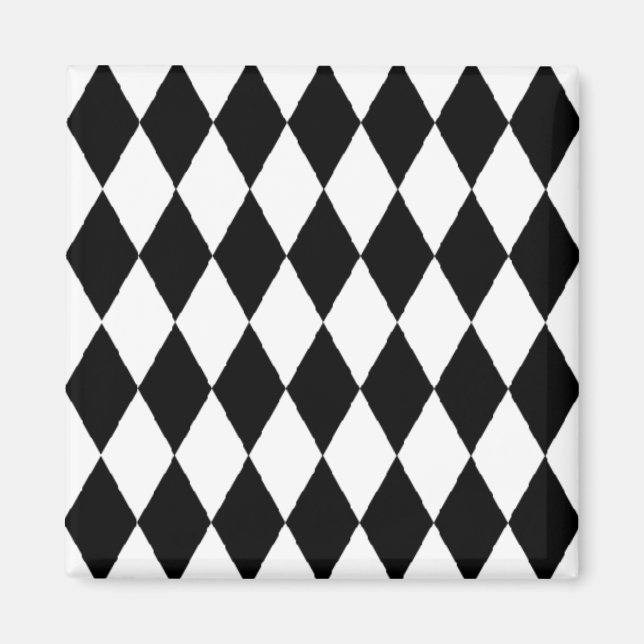 Harlequin pattern, elegant black and white design magnet (Front)