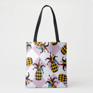 Harlequin Pineapple: Stylised Doodle Vintage Tote Bag
