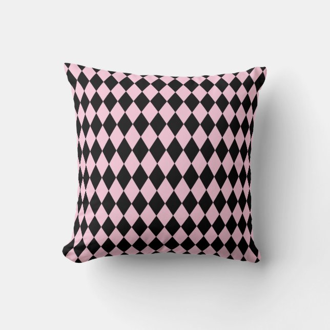 Harlequin Pink and Black Cushion (Front)