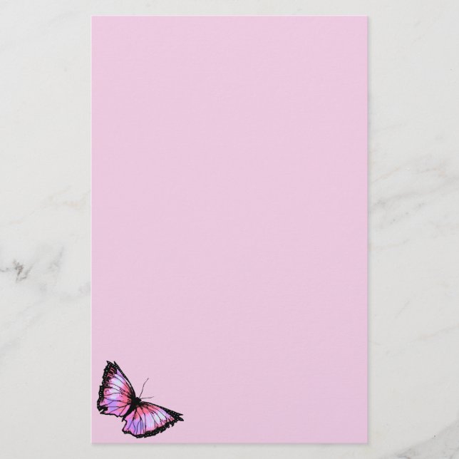 "Harlequin" (Pink Butterfly) Stationery (Front)
