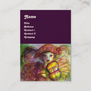 HARLEQUIN , pink red yellow green purple sparkles Business Card