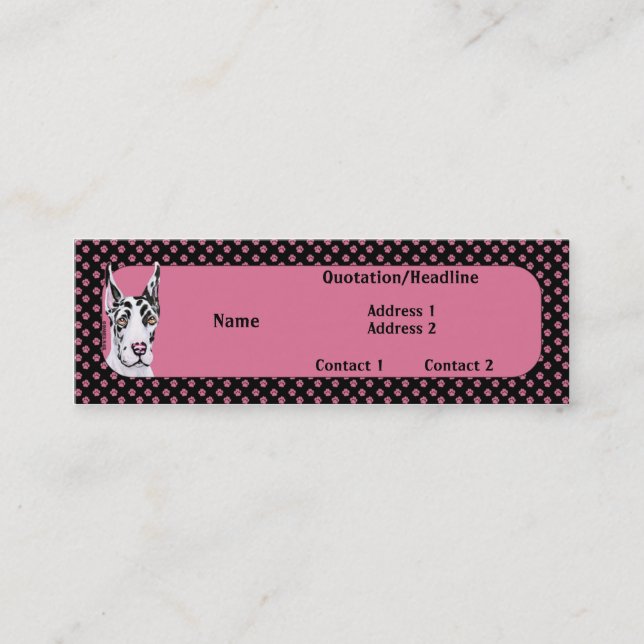 Harlequin Pup Great Dane Profile Card (Front)