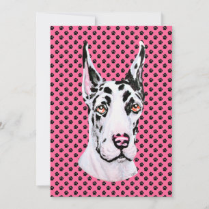 Harlequin Pup Pink Cropped Event or Party Invitation