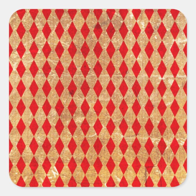 Harlequin Red Vintage Square Sticker (Front)