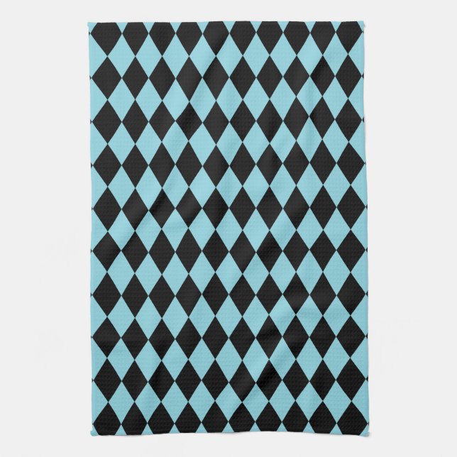 Harlequin Sky and Black Tea Towel (Vertical)