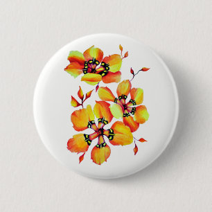 Harlequin Sparaxis Tricolor Watercolor Flowers 6 Cm Round Badge