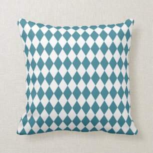 Harlequin Teal and White Cushion