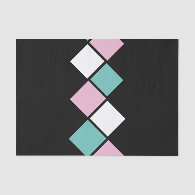 Harlequin Tissue Paper (Black, Aqua & Pink) (Front)