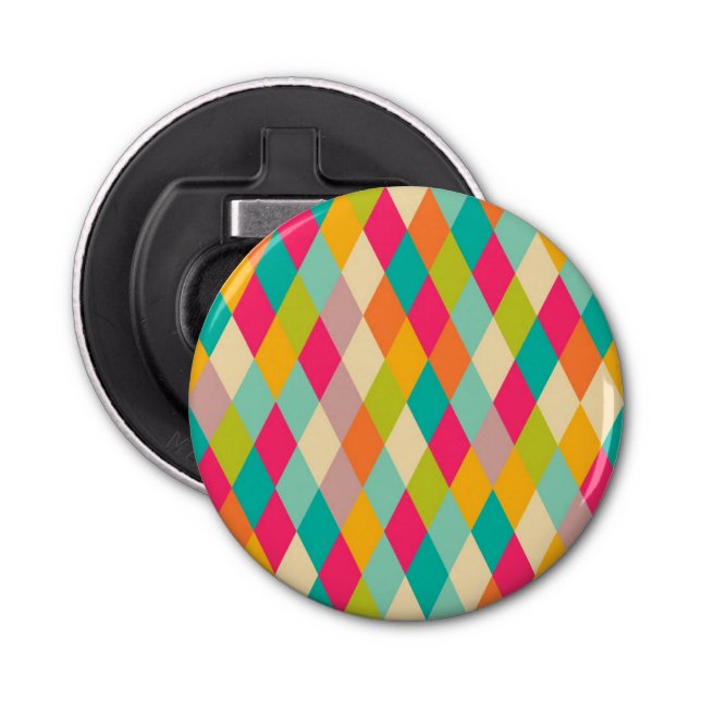 Harlequin vintage pattern bottle opener (Front)