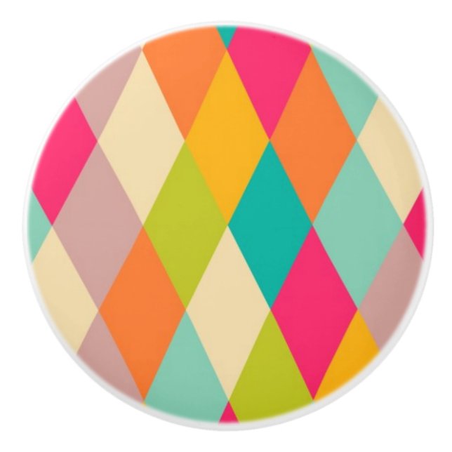 Harlequin vintage pattern ceramic knob (Front)