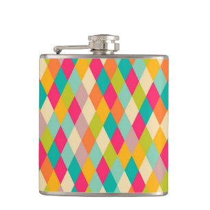 Harlequin vintage pattern hip flask