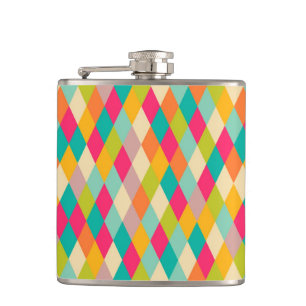 Harlequin vintage pattern hip flask