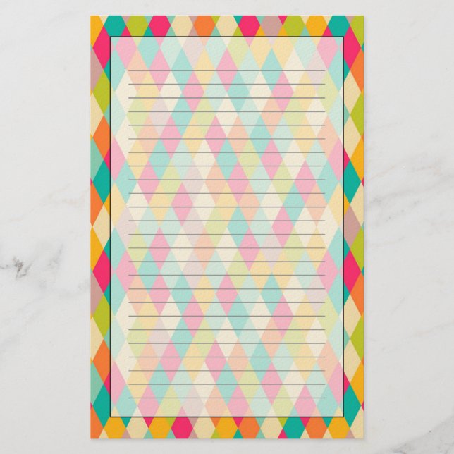 Harlequin vintage pattern stationery (Front)