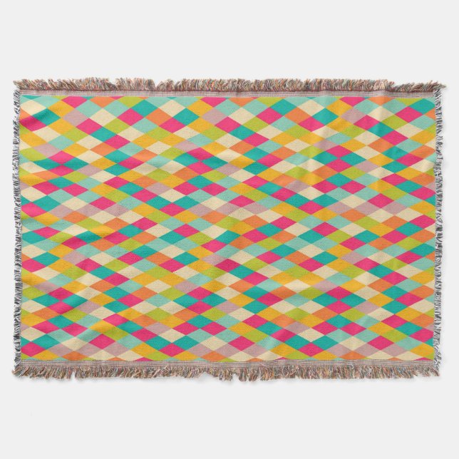 Harlequin vintage pattern throw blanket (Front)