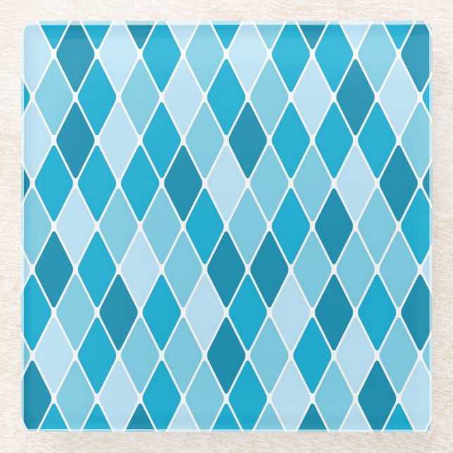 Harlequin winter pattern glass coaster (Front)