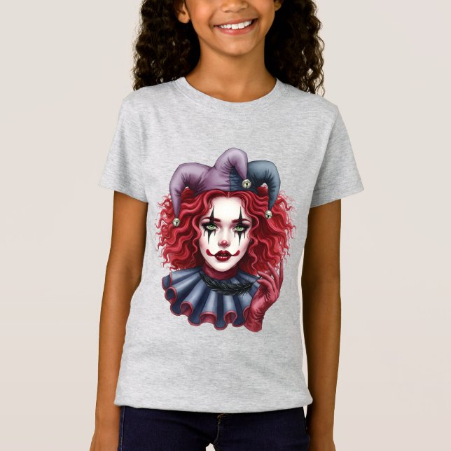  Harlequin with a Black Feather   T-Shirt (Front)