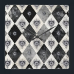 Harlequin with All-Seeings Eyes Wall Clock<br><div class="desc">Harlequin pattern became popular in the 1960's for clothing. And the sacred heart is one of the most enduring symbols in both religious iconography and tattoo culture. Originally rooted in Christian devotion, the sacred heart has traveled far beyond the church to become a motif of resilience, protection, and personal identity...</div>