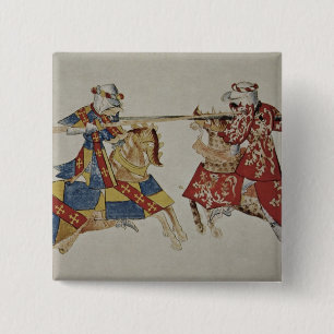 Harley 4205 f.366 Jousting Knights, c.1445 (vellum 15 Cm Square Badge
