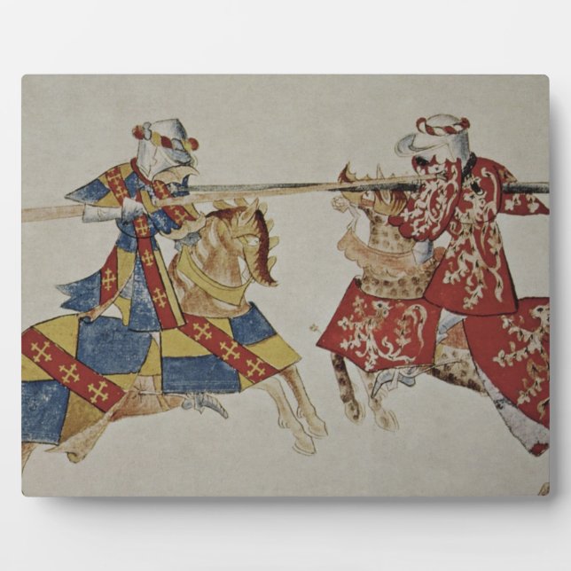Harley 4205 f.366 Jousting Knights, c.1445 (vellum Plaque (Front)