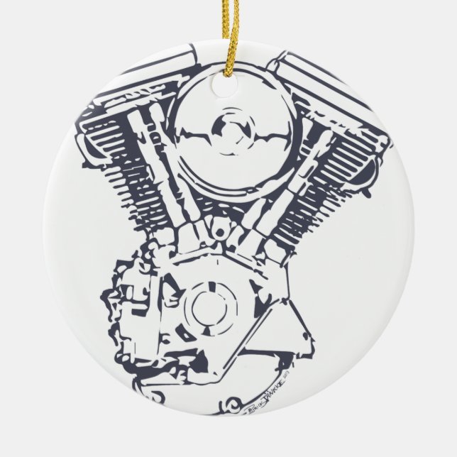 Harley Evolution V-Twin Ceramic Tree Decoration (Front)