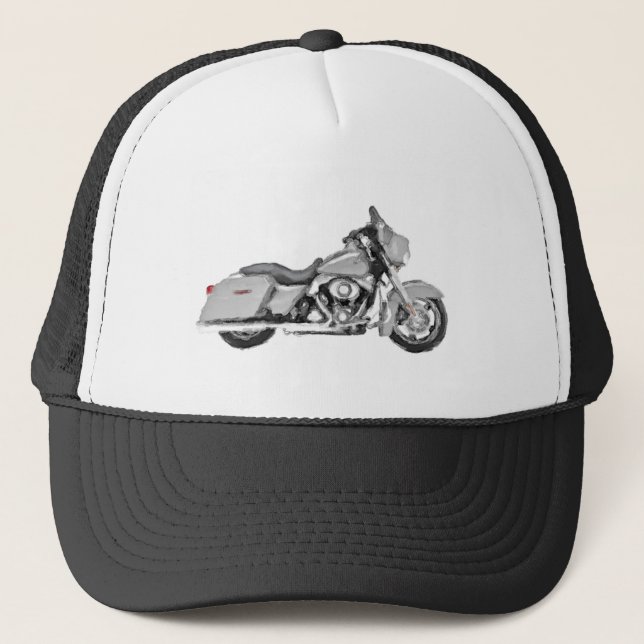 Harley FLHX Street Glide Hand Painted Art Brush Trucker Hat (Front)
