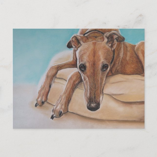 Harley Greyhound Dog Art Postcard (Front)