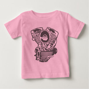 Harley Panhead Engine Drawing Baby T-Shirt