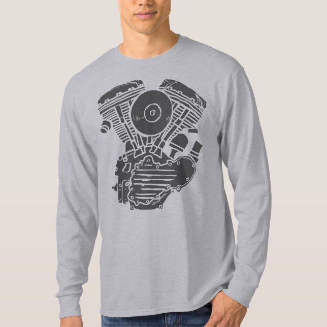 Harley Panhead Motor Drawing T-Shirt (Front)