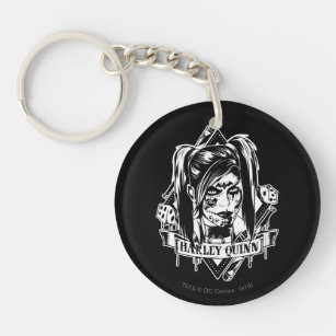 Harley Quinn Badge Key Ring