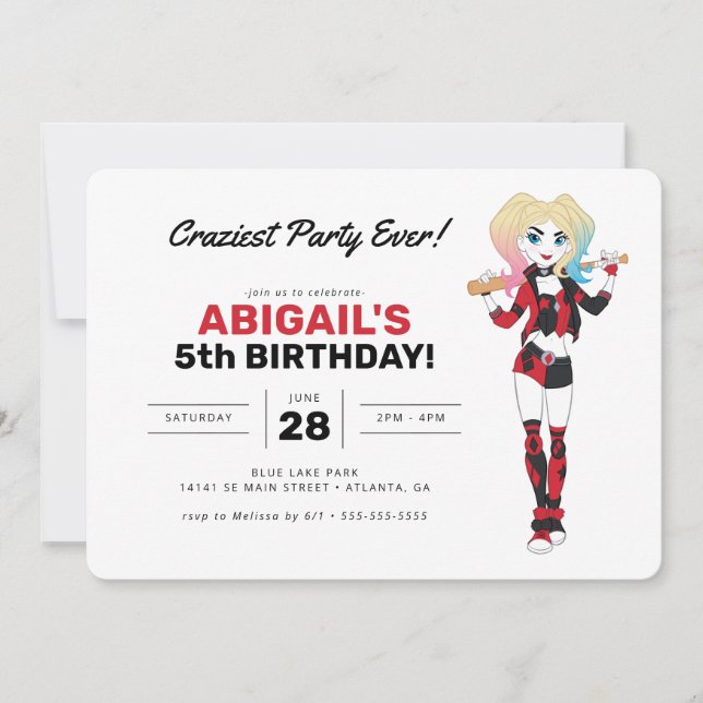 Harley Quinn Birthday Invitation (Front)