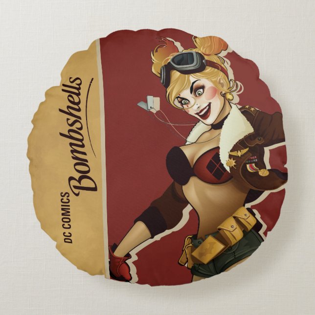 Harley Quinn Bombshells Pinup Round Cushion (Front)