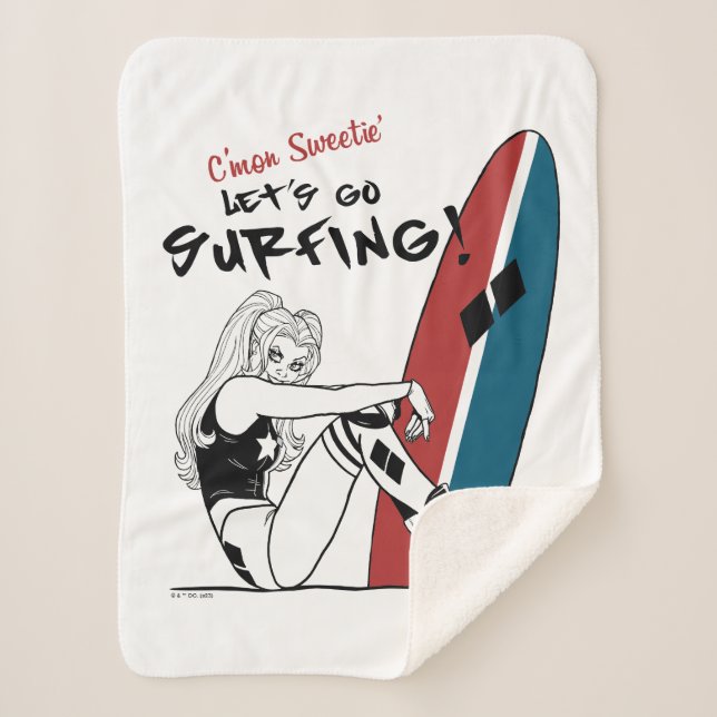 Harley Quinn - Let's Go Surfing Sherpa Blanket (Front)